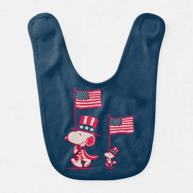 Peanuts | American Summer Old Glory Baby Bib (Front)