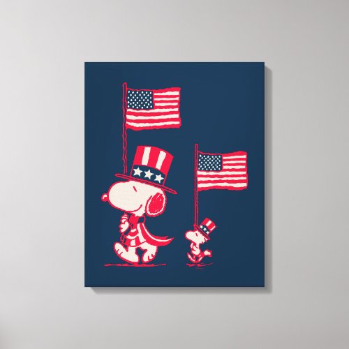 Peanuts  American Summer Old Glory Canvas Print