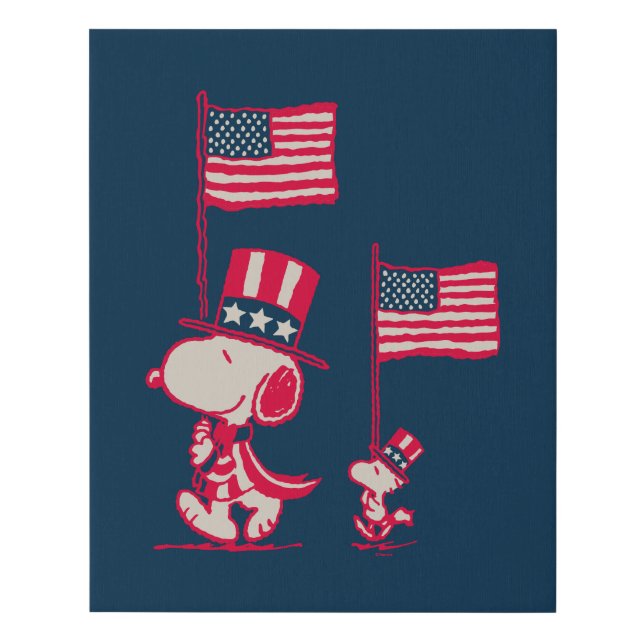 Peanuts | American Summer Old Glory Faux Canvas Print (Front)