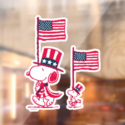 Peanuts  American Summer Old Glory Window Cling