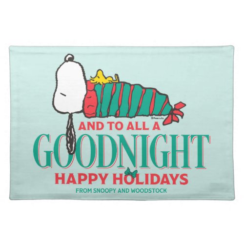 Peanuts  And To All A Good Night Cloth Placemat