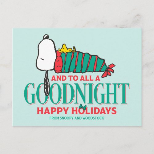 Peanuts  And To All A Good Night Holiday Postcard