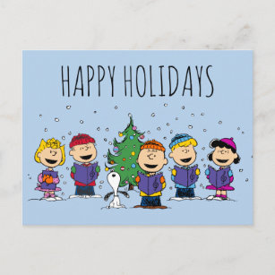 Peanuts   Around the Christmas Tree Holiday Postcard
