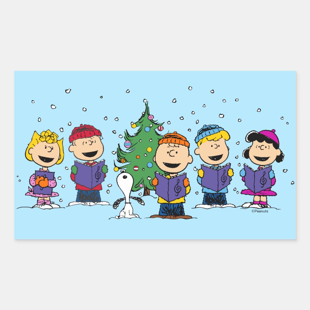 Peanuts | Around the Christmas Tree Rectangular Sticker