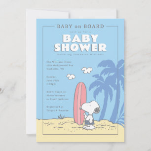 Peanuts Baby on Board Snoopy Summer Baby Shower Invitation