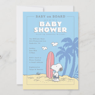 Peanuts   Baby on Board Snoopy Summer Baby Shower Invitation
