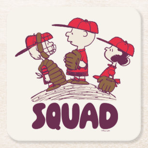 Peanuts Baseball Squad Square Paper Coaster