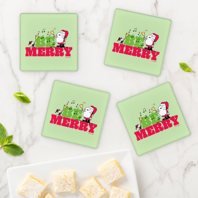 Peanuts | Be Merry Christmas Coaster Set (In Situ)