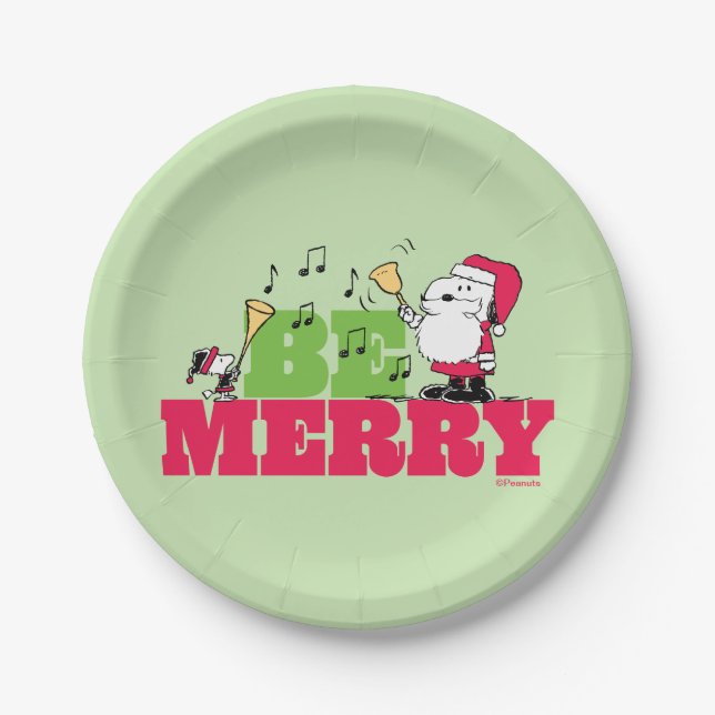 Peanuts | Be Merry Christmas Paper Plates (Front)