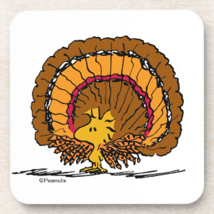 Peanuts Be Thankful Woodstock Turkey Beverage Coaster
