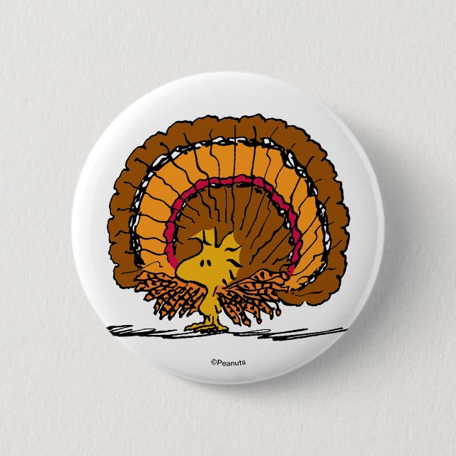 Peanuts | Be Thankful Woodstock Turkey Button (Front)