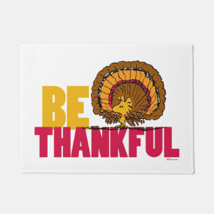 Peanuts   Be Thankful Woodstock Turkey Doormat