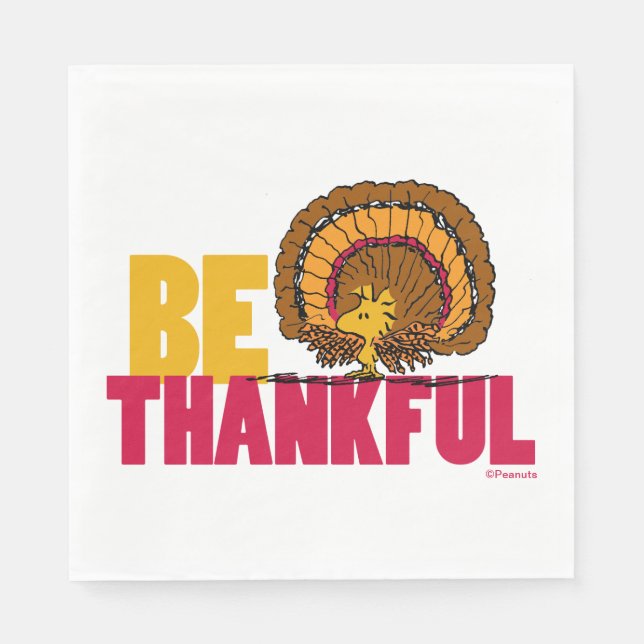 Peanuts | Be Thankful Woodstock Turkey Napkins (Front)