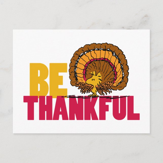 Peanuts | Be Thankful Woodstock Turkey Postcard (Front)