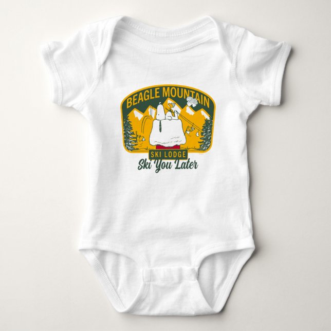 Peanuts | Beagle Mountain Ski Lodge Baby Bodysuit (Front)