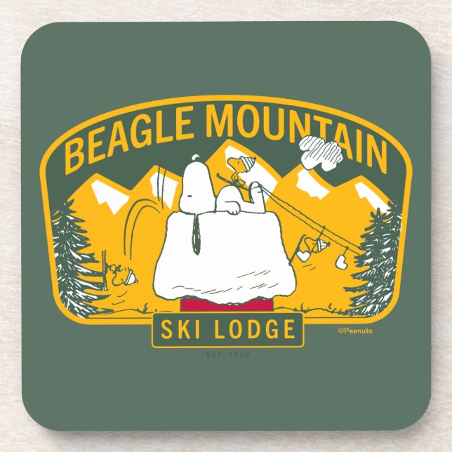 Peanuts | Beagle Mountain Ski Lodge Beverage Coaster (Front)