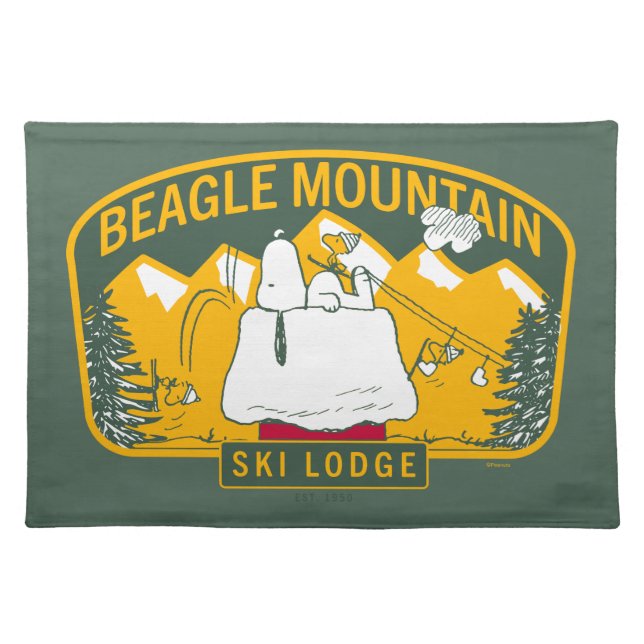 Peanuts | Beagle Mountain Ski Lodge Cloth Placemat (Front)