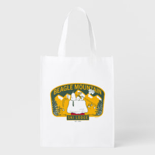 Peanuts Beagle Mountain Ski Lodge Grocery Bag