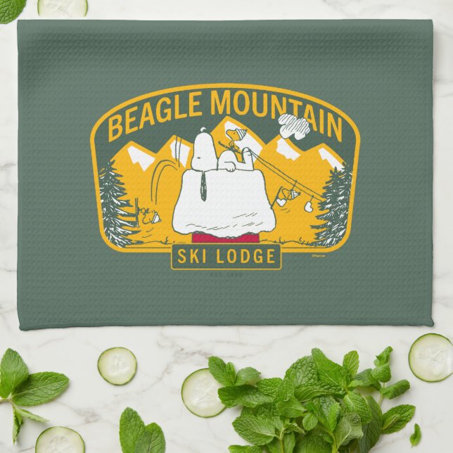 Peanuts | Beagle Mountain Ski Lodge Kitchen Towel (Folded)