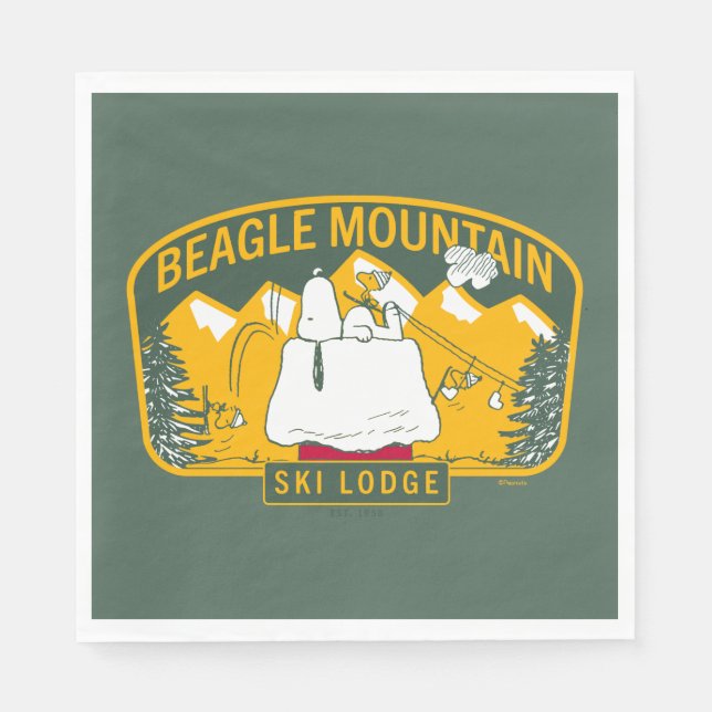 Peanuts | Beagle Mountain Ski Lodge Napkins (Front)