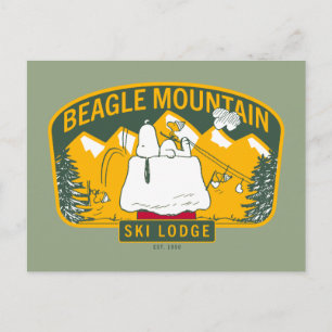 Peanuts Beagle Mountain Ski Lodge Postcard