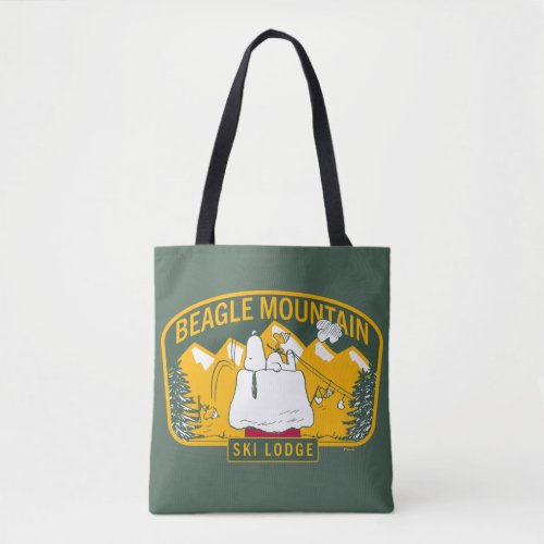 Peanuts  Beagle Mountain Ski Lodge Tote Bag