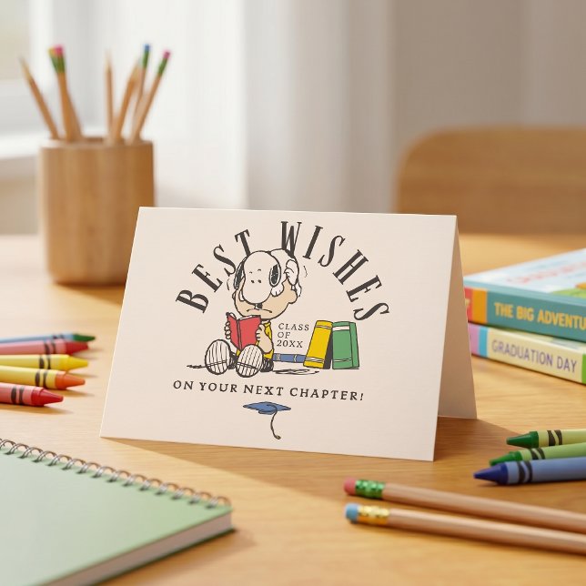 Peanuts Best Wishes Graduation Snoopy Reading Card (Creator Uploaded)