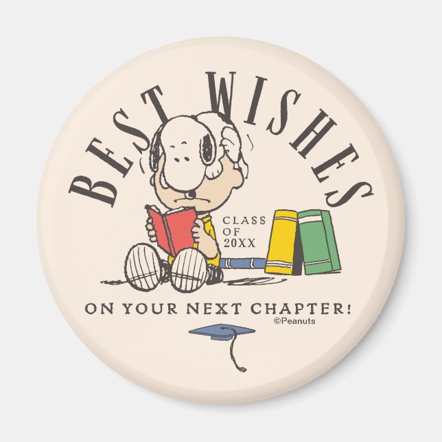 Peanuts Best Wishes Graduation Snoopy Reading Magnet (Front)