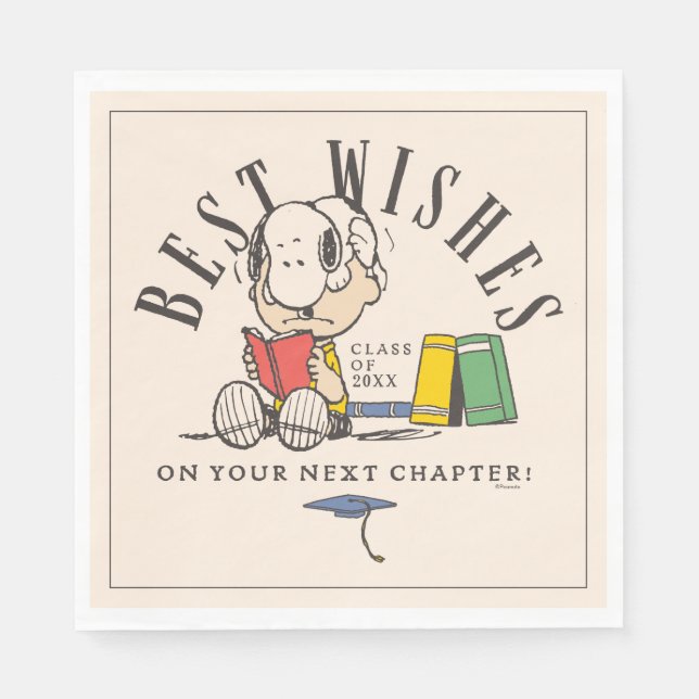 Peanuts Best Wishes Graduation Snoopy Reading Napkins (Front)