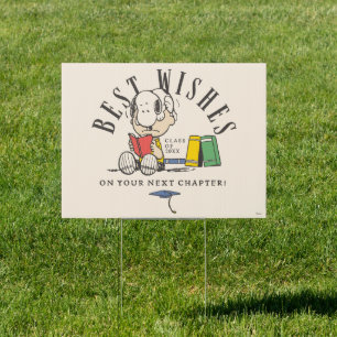 Peanuts Best Wishes Graduation Snoopy Reading Sign