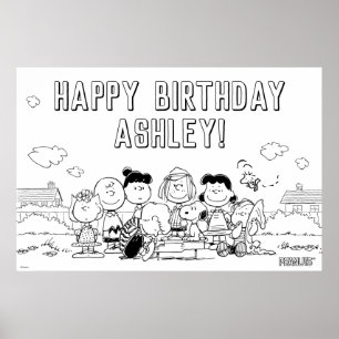 Peanuts Birthday Party Coloring Poster
