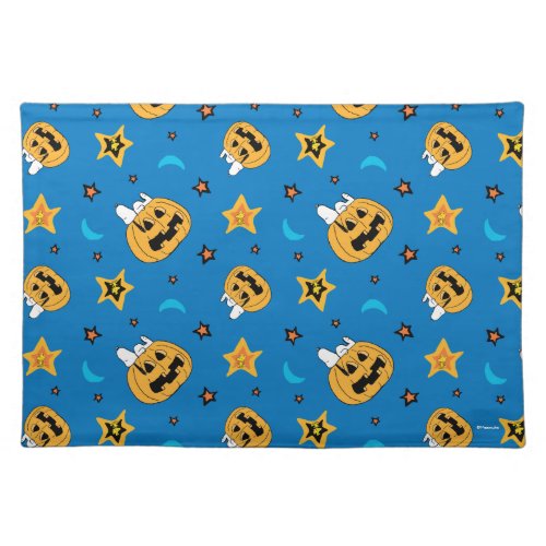Peanuts  Blue Halloween Pattern Cloth Placemat