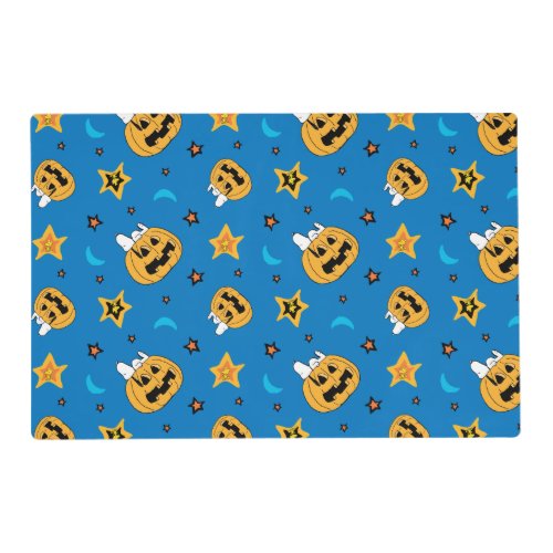Peanuts  Blue Halloween Pattern Placemat