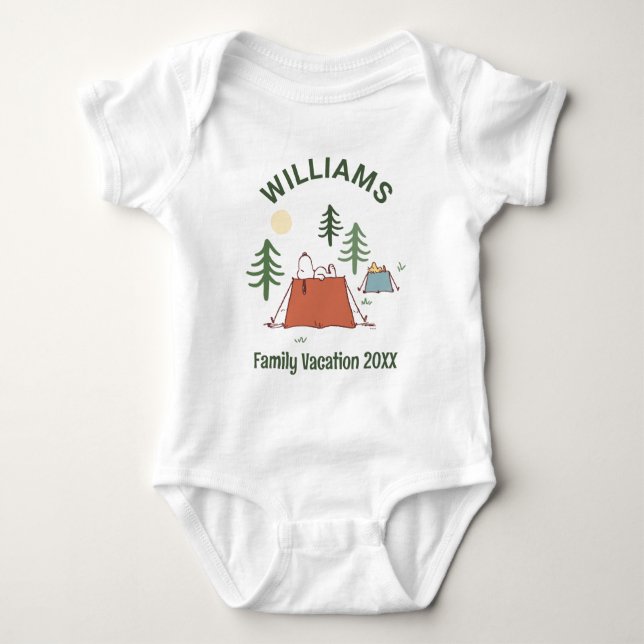 Peanuts | Camping Family Vacation Baby Bodysuit (Front)