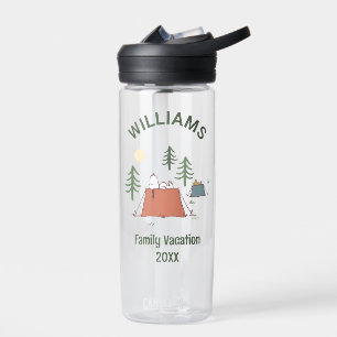Peanuts Camping Family Vacation Water Bottle
