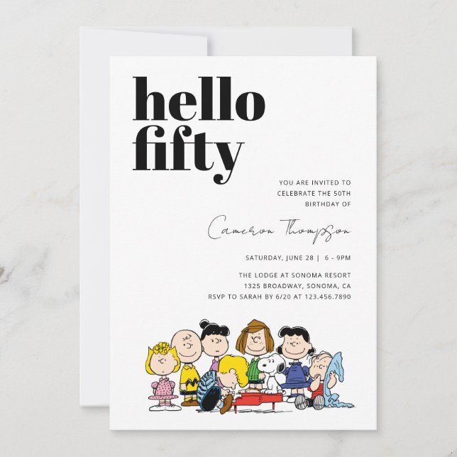 Peanuts Characters - 50th Birthday Invitation (Front)