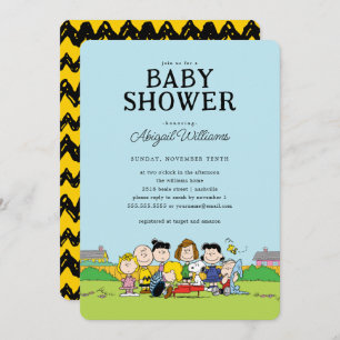 Peanuts Charlie Brown and Gang Baby Shower Invitation