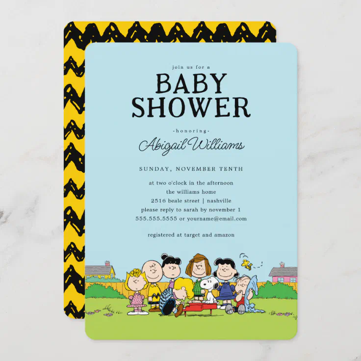 Peanuts | Charlie Brown and Gang Baby Shower Invitation (Front/Back)