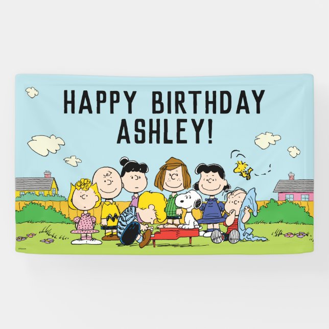 Peanuts | Charlie Brown and Gang Birthday Banner | Zazzle