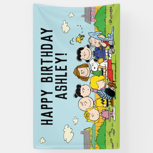Peanuts | Charlie Brown and Gang Birthday Banner | Zazzle