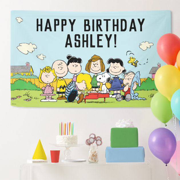 Peanuts | Charlie Brown and Gang Birthday Banner | Zazzle