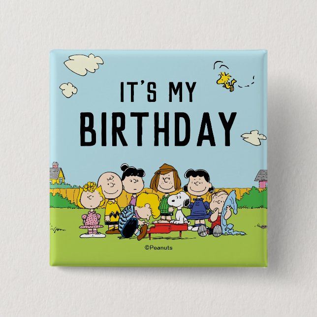 Peanuts | Charlie Brown and Gang Birthday Button (Front)