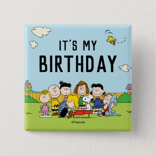 Peanuts  Charlie Brown and Gang Birthday Button