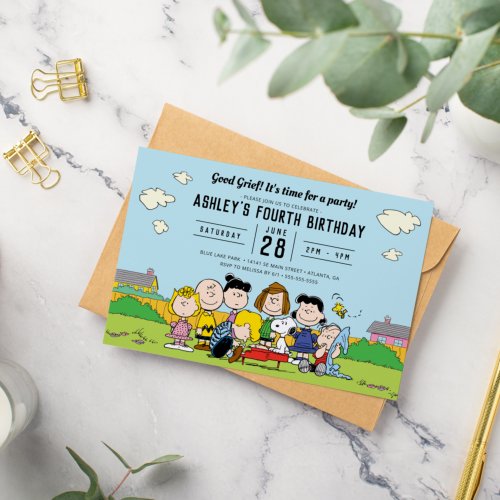 Peanuts  Charlie Brown and Gang Birthday Invitation