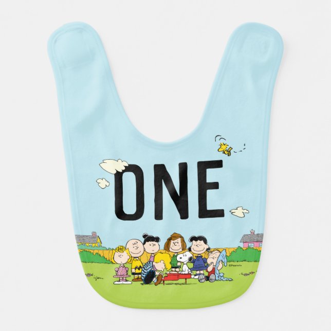 Peanuts | Charlie Brown and Gang Birthday - One Baby Bib (Front)