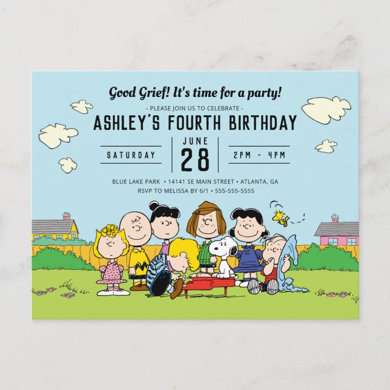 Peanuts | Charlie Brown and Gang Birthday                    Postcard