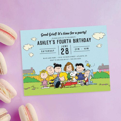 Peanuts  Charlie Brown and Gang Birthday Postcard