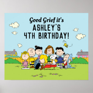 Peanuts Charlie Brown and Gang Birthday Poster