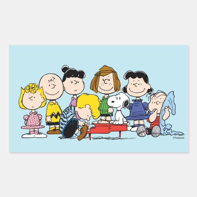 Peanuts | Charlie Brown and Gang Rectangular Sticker (Front)