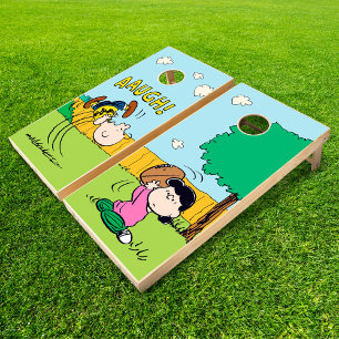 Peanuts Charlie Brown and Lucy Playing Football Cornhole Set